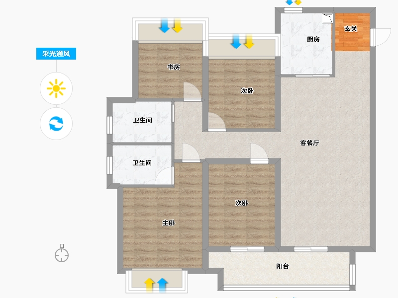 江苏省-扬州市-中信泰富锦辰-101.60-户型库-采光通风