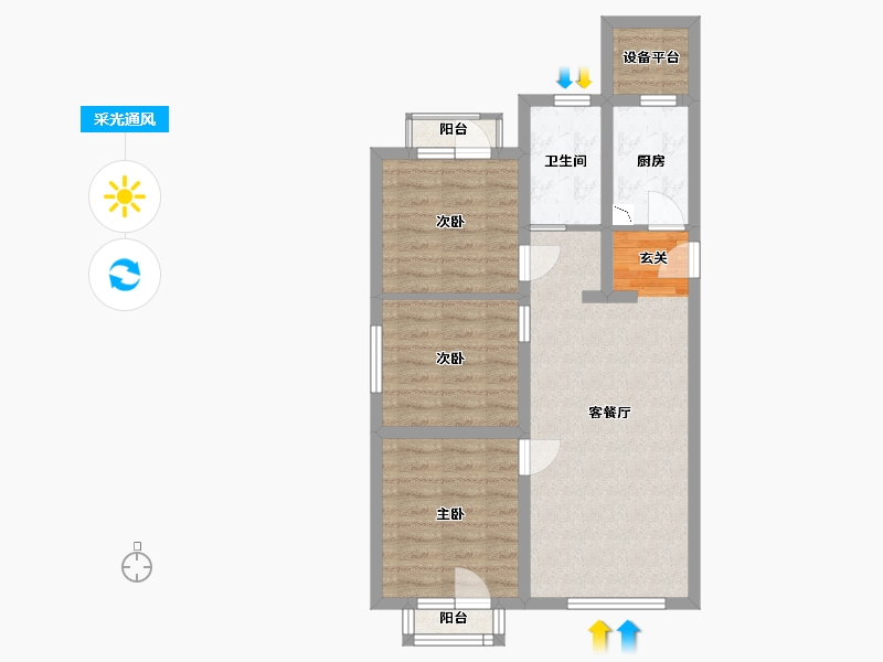 河北省-石家庄市-奥园城央云庭-67.98-户型库-采光通风