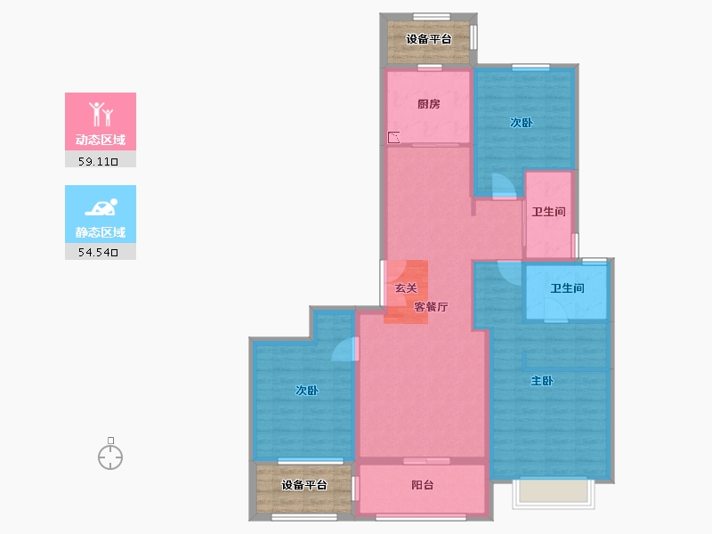 河北省-石家庄市-中冶德贤华府-110.19-户型库-动静分区