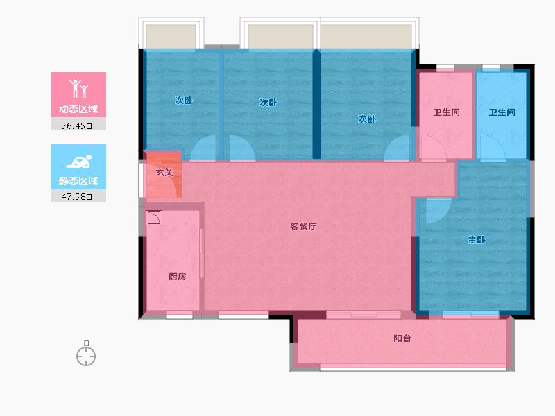 广东省-惠州市-海伦堡・海伦�Z园-93.74-户型库-动静分区