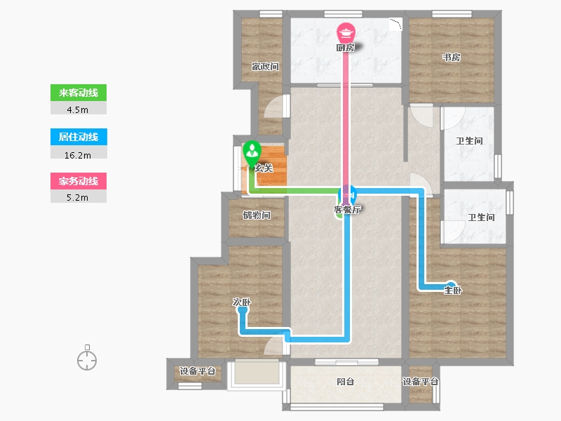 河北省-石家庄市-万科正定文化村-105.20-户型库-动静线