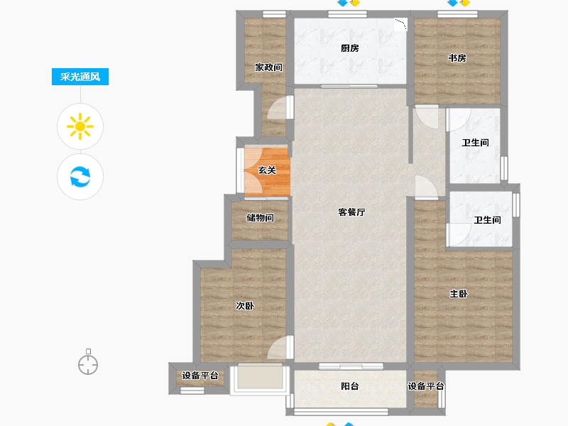 河北省-石家庄市-万科正定文化村-105.20-户型库-采光通风