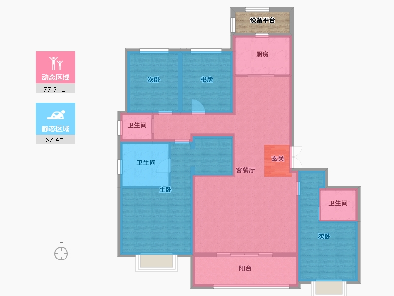 河北省-石家庄市-中冶德贤华府-133.52-户型库-动静分区