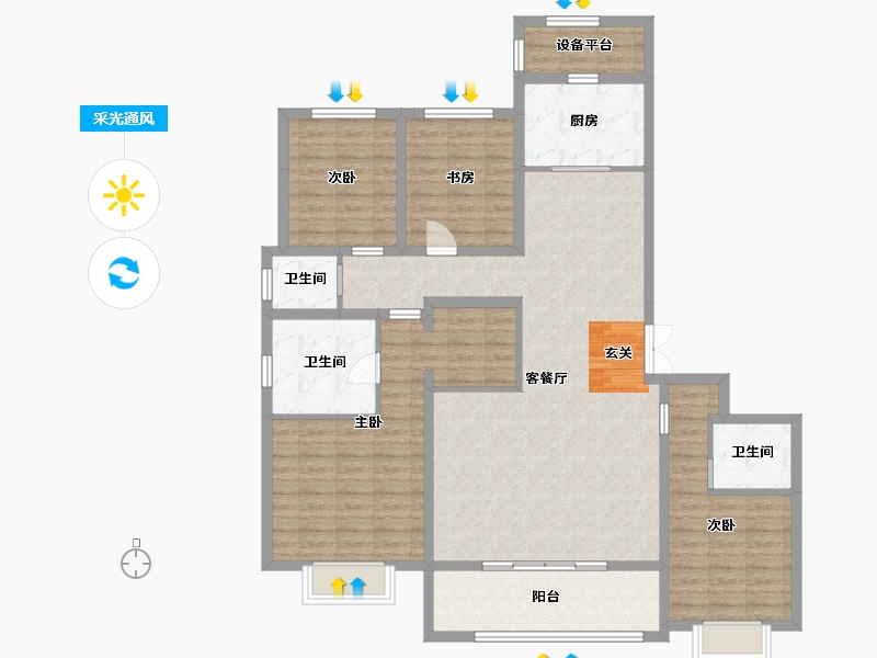 河北省-石家庄市-中冶德贤华府-133.52-户型库-采光通风