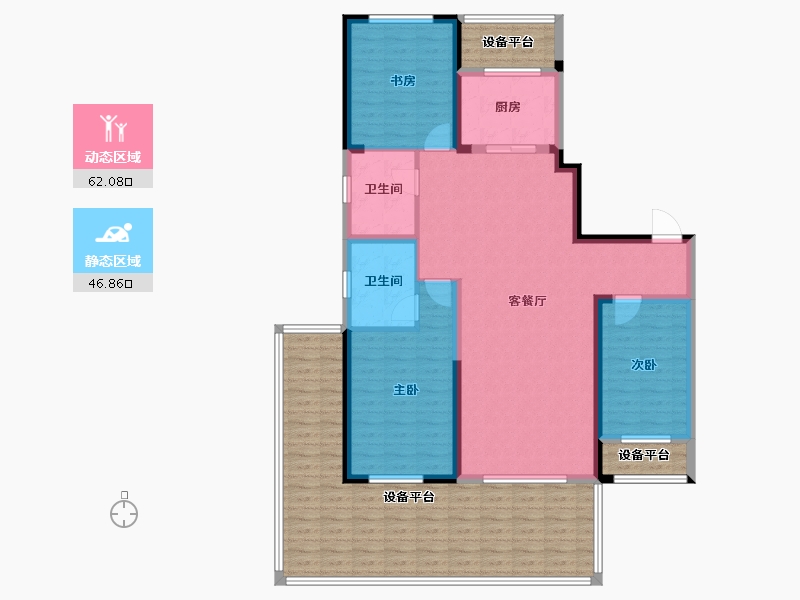 辽宁省-盘锦市-昆仑天玺-138.84-户型库-动静分区