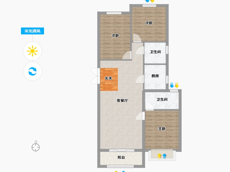 河北省-石家庄市-滨江荣盛华府-89.02-户型库-采光通风