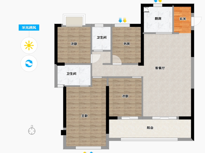 福建省-漳州市-万科金域滨江-108.99-户型库-采光通风