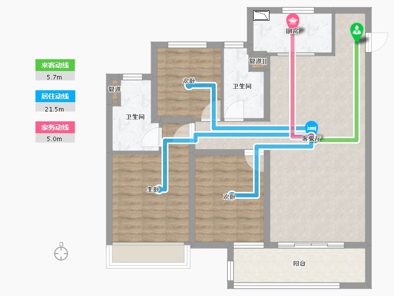 河南省-郑州市-龙湖・景粼玖序-89.60-户型库-动静线