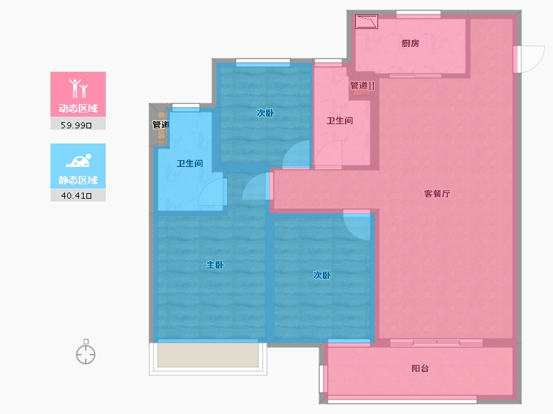 河南省-郑州市-龙湖・景粼玖序-89.60-户型库-动静分区