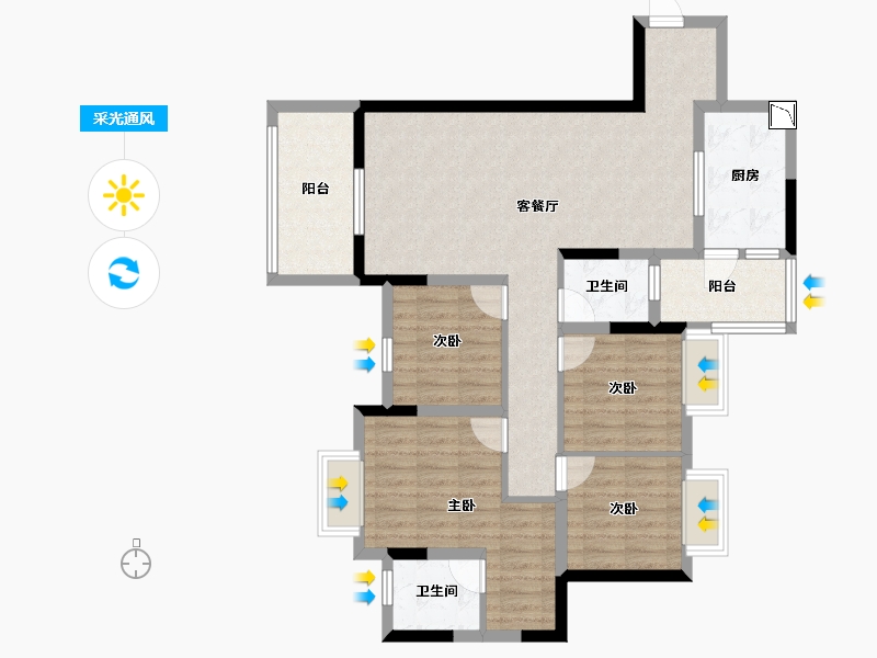 四川省-南充市-天地华府-95.77-户型库-采光通风