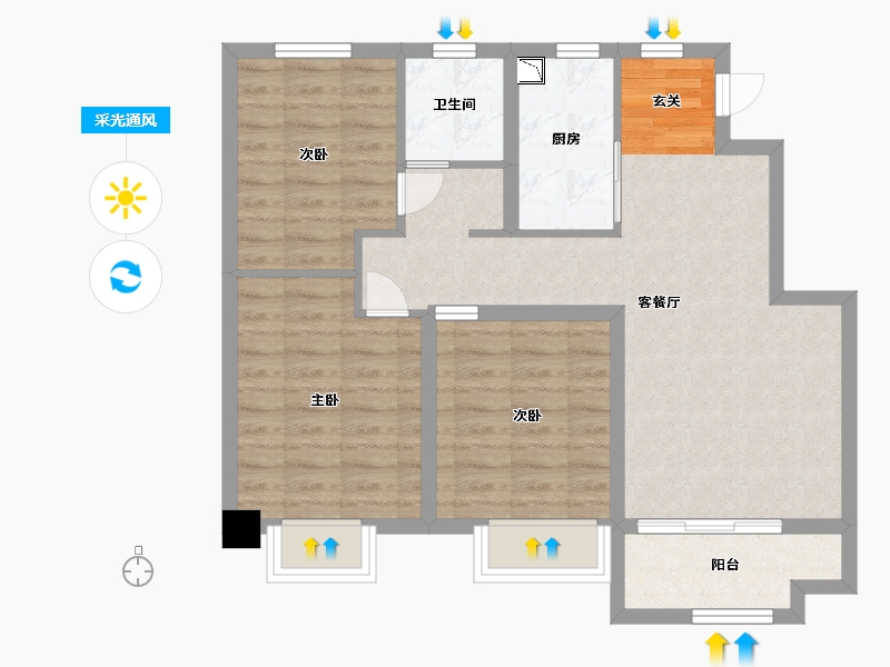 河北省-石家庄市-石家庄孔雀城-75.93-户型库-采光通风