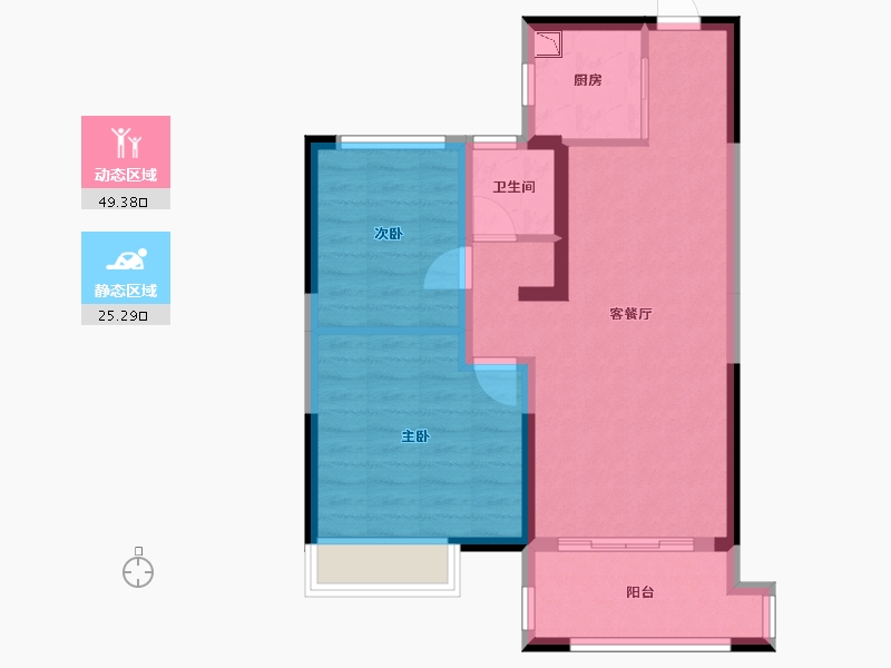 广西壮族自治区-桂林市-华夏麒麟・桂林公馆-66.37-户型库-动静分区