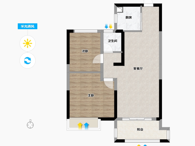 广西壮族自治区-桂林市-华夏麒麟・桂林公馆-66.37-户型库-采光通风