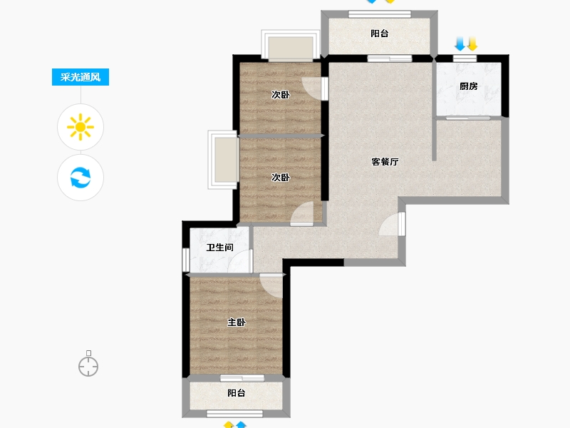 福建省-厦门市-公园道1号-71.63-户型库-采光通风