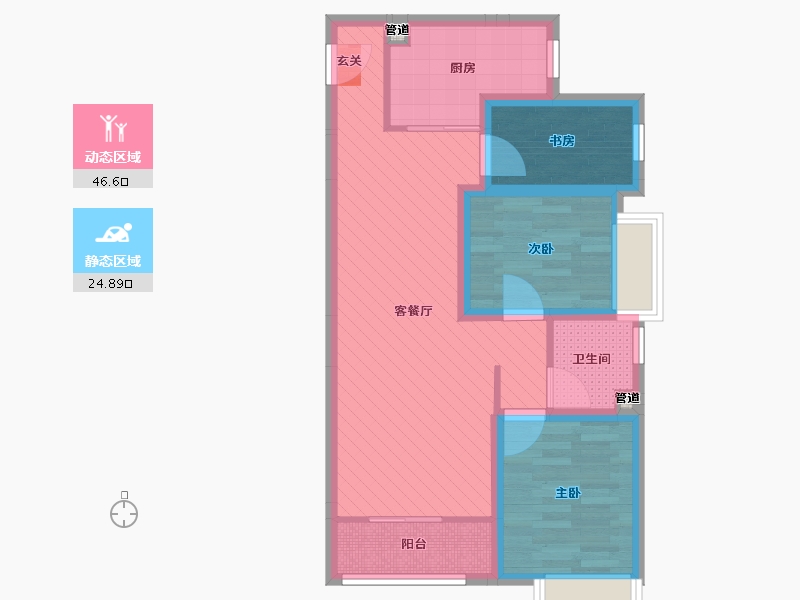 广东省-广州市-广州万达文化旅游城-61.76-户型库-动静分区