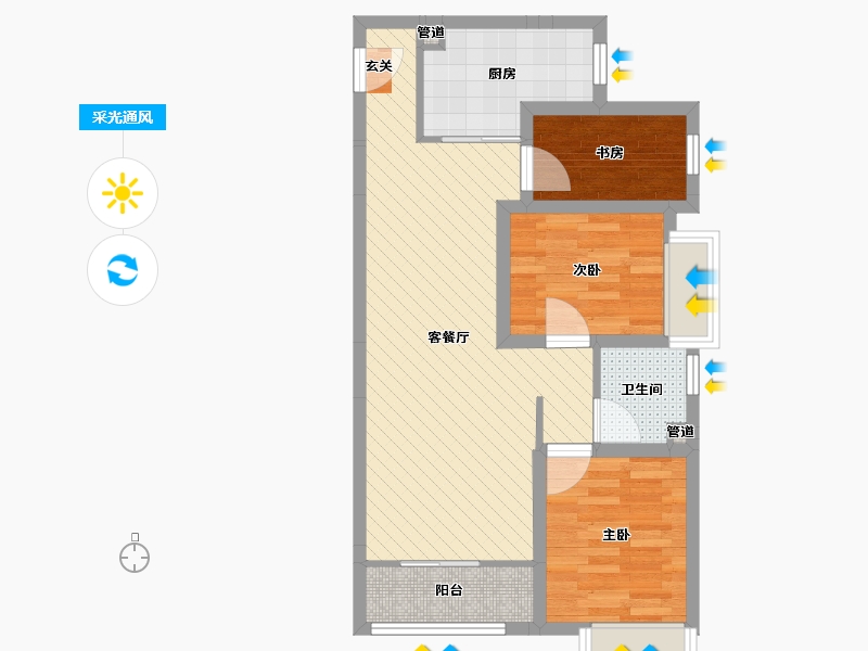 广东省-广州市-广州万达文化旅游城-61.76-户型库-采光通风