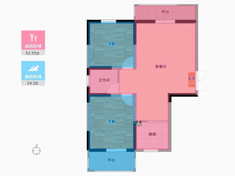 陕西省-榆林市-红柠小区-76.66-户型库-动静分区