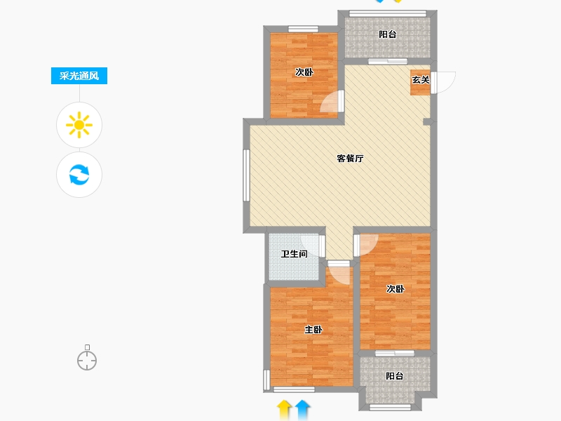 山东省-德州市-大东关颐景园-85.99-户型库-采光通风