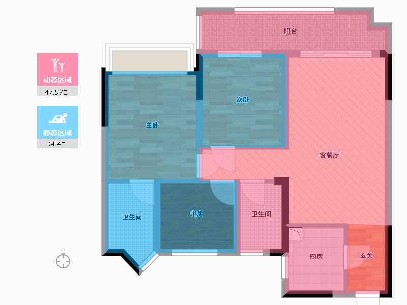 浙江省-嘉兴市-绿城百合花园-70.72-户型库-动静分区