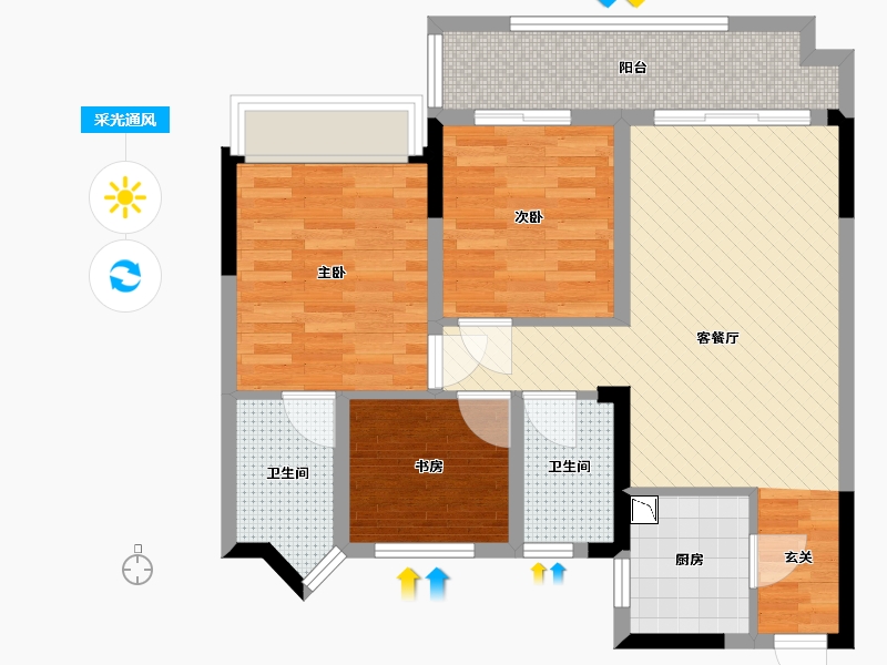 浙江省-嘉兴市-绿城百合花园-70.72-户型库-采光通风