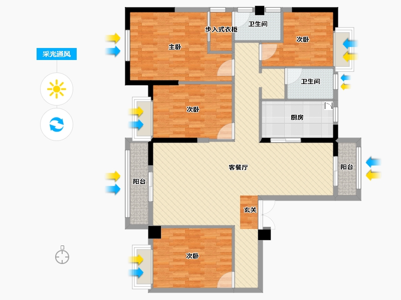 湖南省-永州市-湘江壹号-120.13-户型库-采光通风