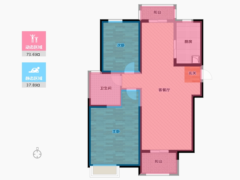 江苏省-无锡市-西上海华府天地-98.65-户型库-动静分区