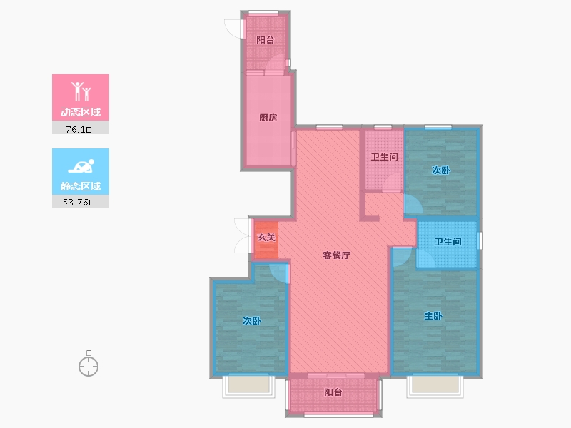 山西省-忻州市-滨河一号-114.59-户型库-动静分区