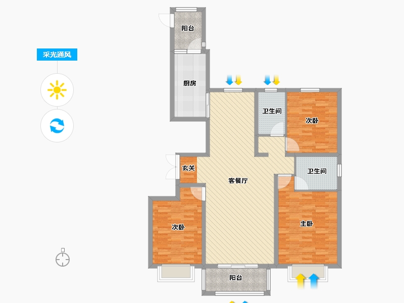 山西省-忻州市-滨河一号-114.59-户型库-采光通风