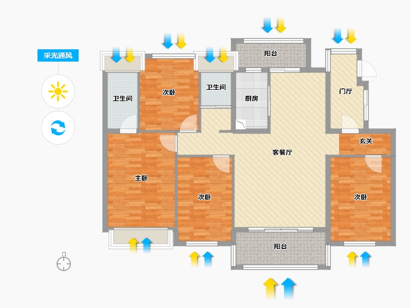 广东省-韶关市-始兴碧桂园-120.98-户型库-采光通风