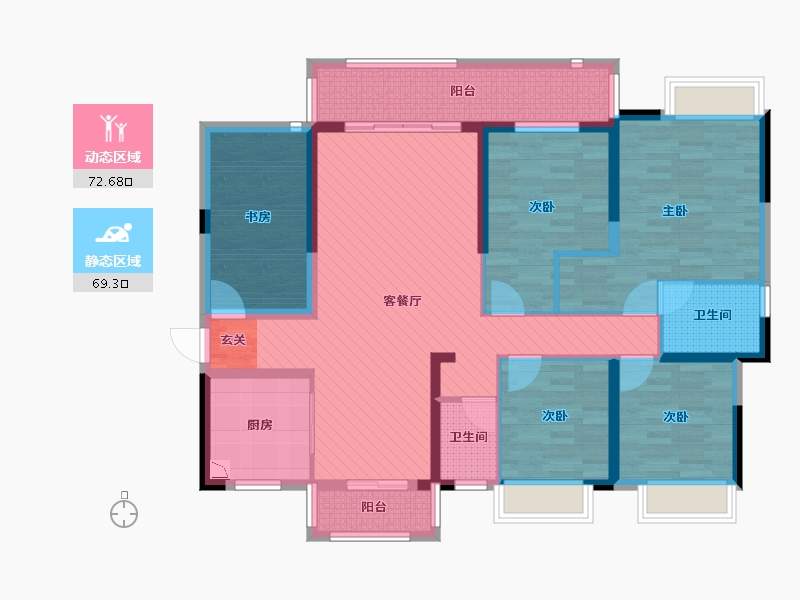 广西壮族自治区-玉林市-桃李春风-124.53-户型库-动静分区