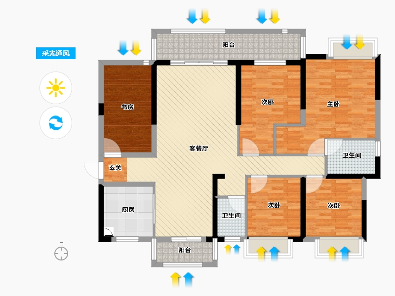 广西壮族自治区-玉林市-桃李春风-124.53-户型库-采光通风