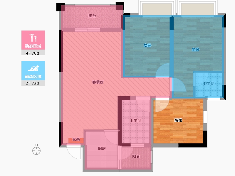 四川省-广安市-御景新城4号楼-73.61-户型库-动静分区