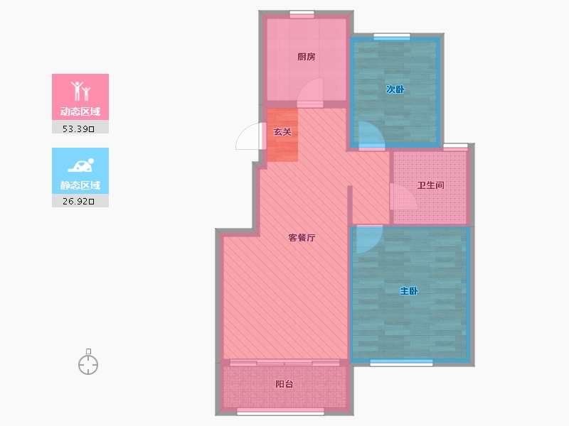 山东省-烟台市-桦林颐和苑-71.00-户型库-动静分区