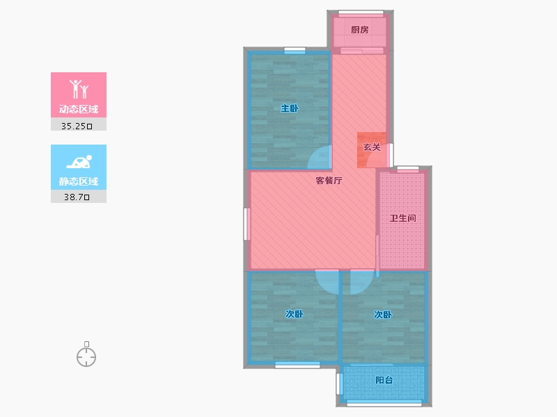 陕西省-西安市-丰盛园-65.90-户型库-动静分区