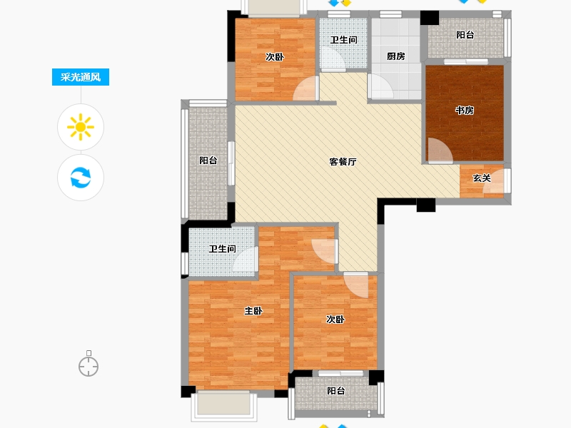 福建省-三明市-美伦凯悦蓝山-102.30-户型库-采光通风