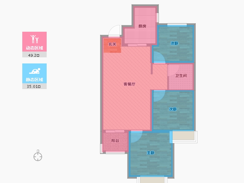 山东省-潍坊市-龙苑尚城-73.60-户型库-动静分区