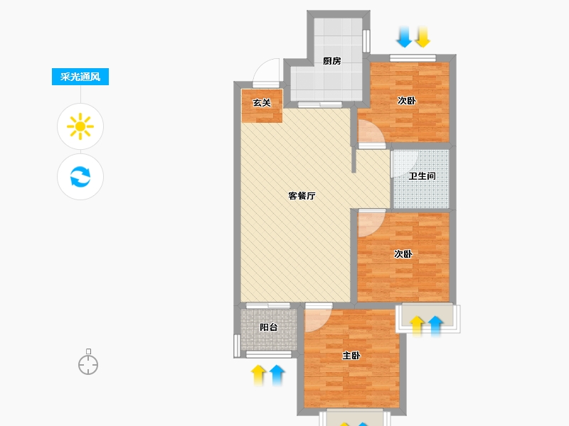 山东省-潍坊市-龙苑尚城-73.60-户型库-采光通风