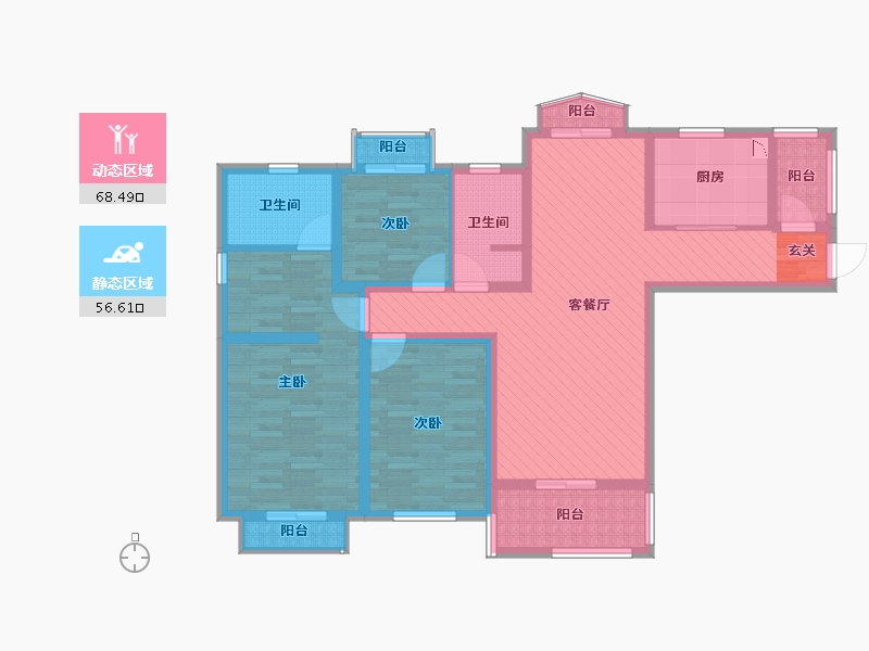 江苏省-南京市-银河湾-107.85-户型库-动静分区