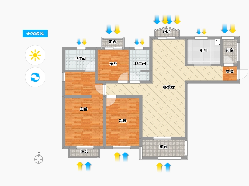 江苏省-南京市-银河湾-107.85-户型库-采光通风