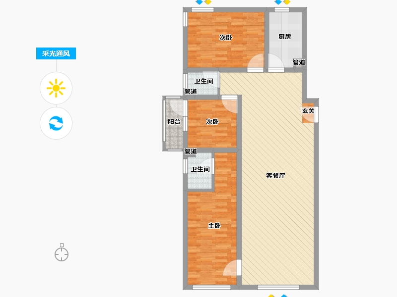 河北省-邯郸市-中央名都-90.03-户型库-采光通风