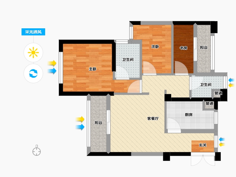 福建省-福州市-海峡传媒港-60.37-户型库-采光通风