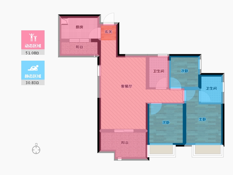 四川省-成都市-中铁城锦南汇-69.59-户型库-动静分区