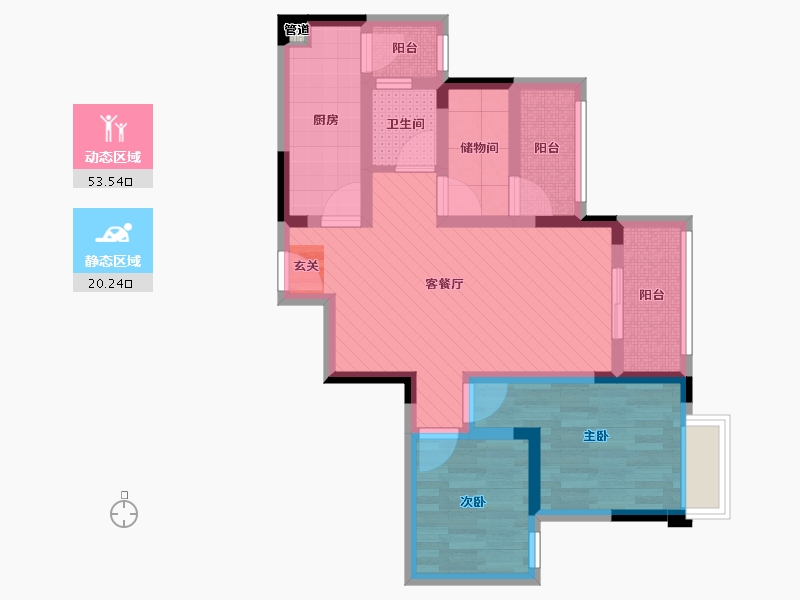 重庆-重庆市-金科中央华府-61.88-户型库-动静分区