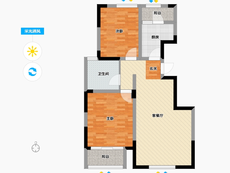 山东省-潍坊市-金泰名苑-72.00-户型库-采光通风