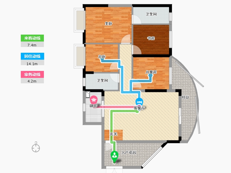 贵州省-六盘水市-悦园花岸-113.50-户型库-动静线