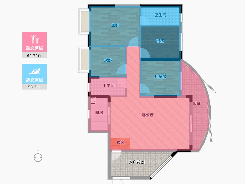 贵州省-六盘水市-悦园花岸-113.50-户型库-动静分区