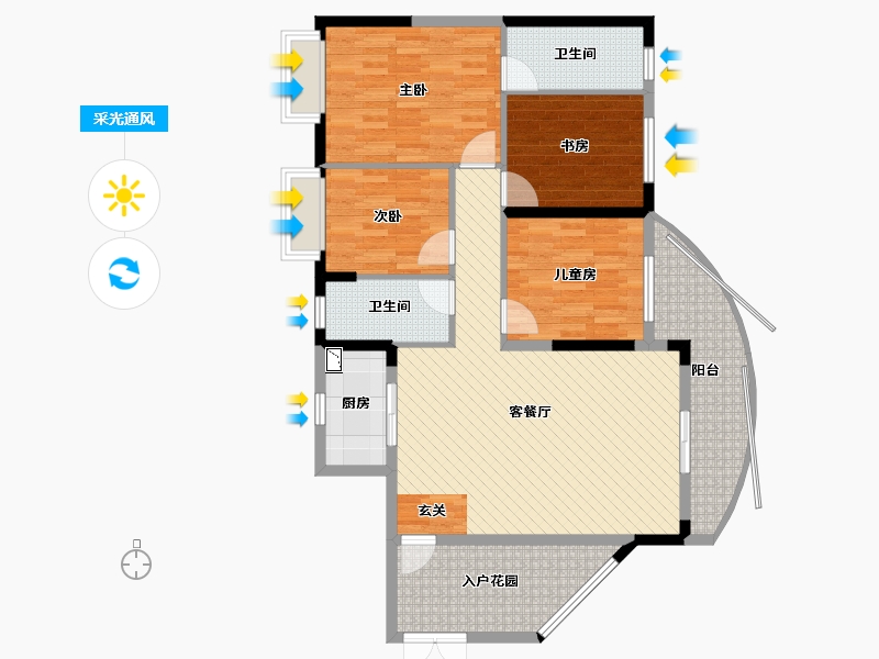 贵州省-六盘水市-悦园花岸-113.50-户型库-采光通风