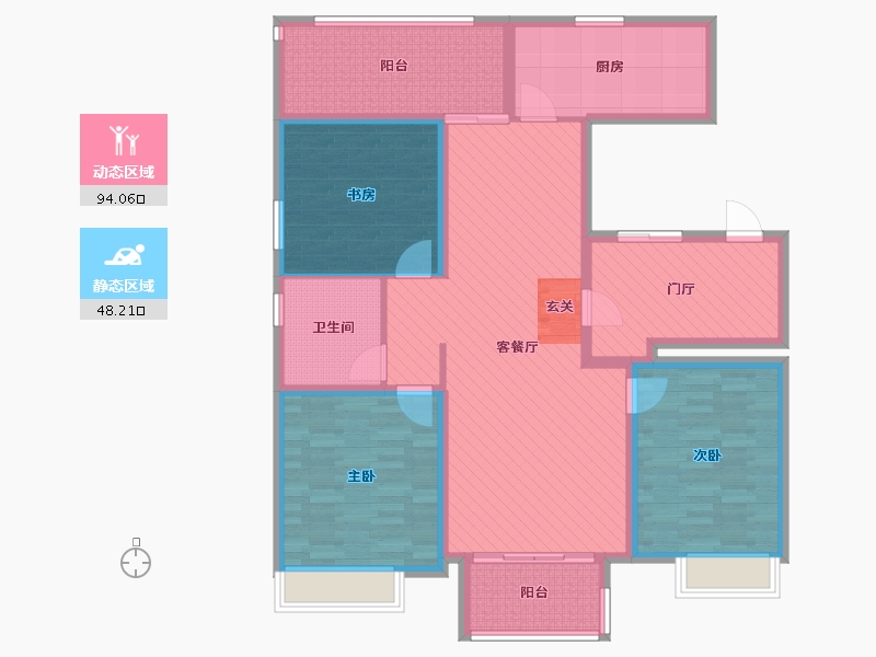 山西省-临汾市-公园一号-126.00-户型库-动静分区