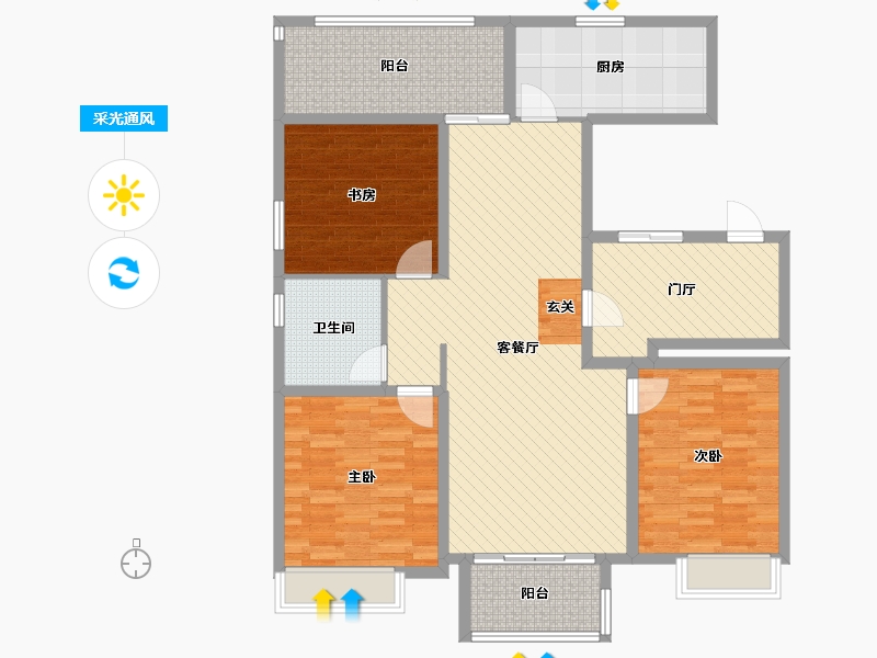 山西省-临汾市-公园一号-126.00-户型库-采光通风