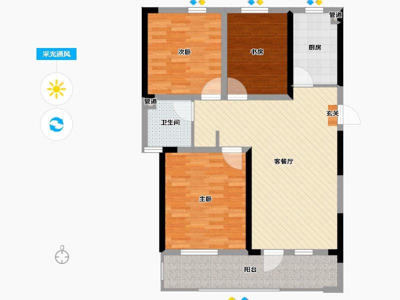 山东省-烟台市-紫微台-84.00-户型库-采光通风